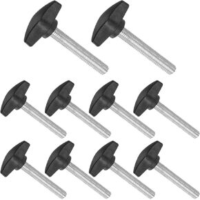 Tee Wing Knobs Thumb Screw, M8 x 45mm Male Thread, Plastic T Thumb Clamping Screw Threaded Stud Hand Knobs Grip, (Applications: for Machinery Lathes), 10-Pieces