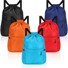 5 قطع من حقائب الصالة الرياضية المقاومة للماء، حقائب برباط للسباحة للرجال والنساء والمراهقين، حقيبة ظهر بسلسلة للرياضات الخارجية والشاطئ وحمام السباحة وصالة الألعاب الرياضية، مع جيب مبلل وجيب شبكي جانبي in Kuwait