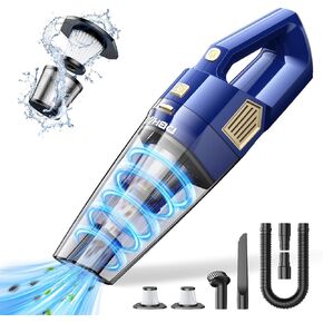 Handheld Car Vacuum Portable Cordless, 15000PA Powerful Suction Car Vacuum Cleaner Lightweight with Multi Accessories, Hand held Vacuum Cleaner Dust Busters Cordless Rechargeable for Car Home