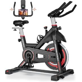 Caromix Exercise Bike Indoor Stationary Bike with Comfortable Seat Cushion, Monitor with Pulse & Ipad Mount for Home Cardio Gym with 300lbs Weight Capacity