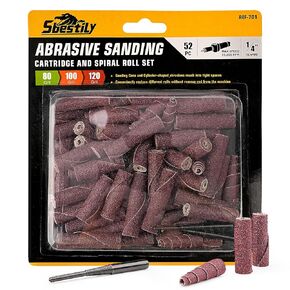 52Pcs 1/4 Sanding Burr Set 1/4 Shank Die Grinder Sanding Bits Aluminum Oxide Grinding Bits for Metal Stainless Steel Wood Fiberglass Welds Rotary Tool Attachment Accessories