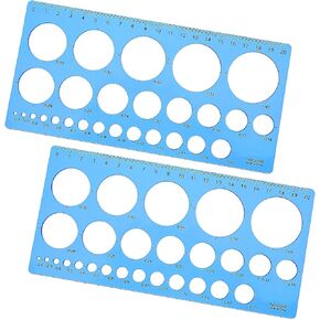 2 Pcs Multi-Function Circle Stencils, Circle Template for Drawing, Digital Measuring Templates Rulers Round Hole Circle Ruler Tool Artist Circle Drawing Aid Tool for Designing Office(Pink)