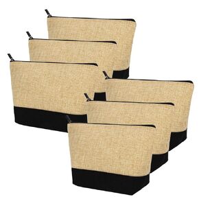 Muka 6 Pack Linen Makeup Bag, Two Tone Blank DIY Craft Bag, 9 x 5-1/2 x 3-1/2 Inch