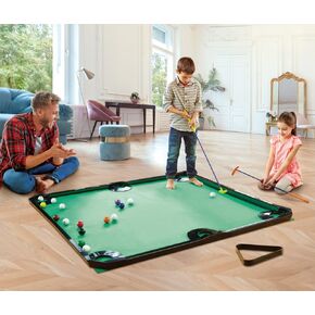 Golf Game, Pool Golf Indoor Family Game With Putting Mat 69.3 L x 57.5" W, Includes 2 Clubs, 16 Ball, 6 Holes, Golf Putting Mat Indoor Golf Game, Putting Green, Golf Games For Adults Indoor