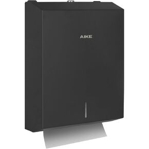 AIKE 400 ورقة متعددة الطيات من الفولاذ المقاوم للصدأ التجاري على الحائط موزع مناشف ورقية مع قفل سعة كبيرة أسود AK5181 (حجم مطوي 10.6 بوصة × 3.9 بوصة أو أصغر) in Kuwait