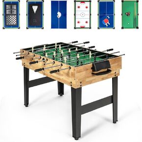 Giantex 10-in-1 Multi Game Table, Combo Game Table Set w/Hockey, Foosball Pool Ping-Pong Chess Cards Checkers Bowling, Shuffleboard, Backgammon, Adult Size Foosball Table for Game Room, Family