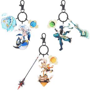 Genshin Impact Character keychain set, 3pcs Acrylic Figure Keychains Anime Merch Keyring