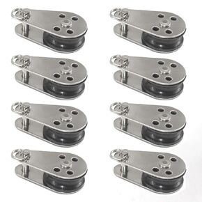 (8 Pieces) 304 Stainless Steel Nylon Pulley Blocks Rope Marine Pulley for Yachts Kayak Sailboats Boat Parts Accessories