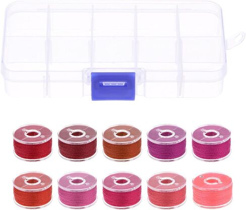 HARFINGTON Prewound Bobbin Thread Set of 10pcs with Storage Plastic Case for Embroidery and Sewing Machine, Pink Series in Saudi Arabia