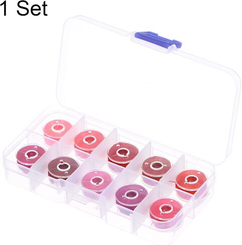 HARFINGTON Prewound Bobbin Thread Set of 10pcs with Storage Plastic Case for Embroidery and Sewing Machine, Pink Series in Saudi Arabia