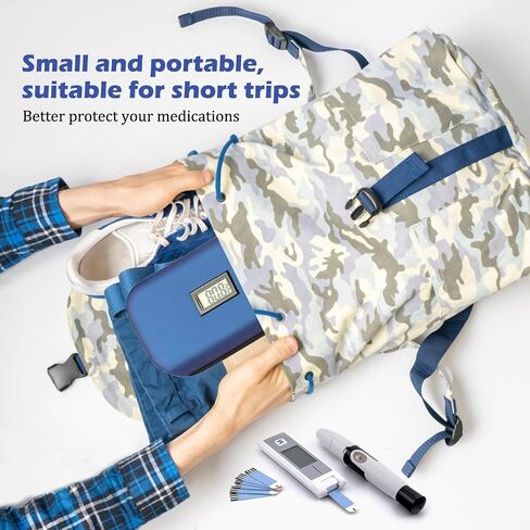 Insulin Cooler Travel Case TSA Approved - Portable Medication Organizer with Thermometer and 2 Ice Packs, Insulated Diabetic Cooler for Travel and Daily Use (Blue) in Saudi Arabia