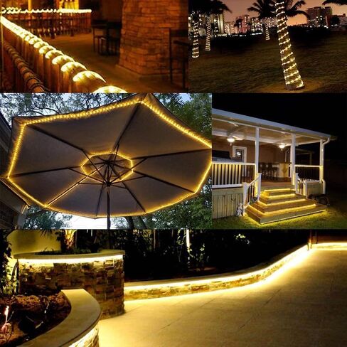 50ft LED Rope Lights Outdoor, 360 LED Connectable and Flexible Tube Lights with 8 Modes, Waterproof LED Rope Lighting for Garden Patio Pool Bedroom PartyIndoor Outdoor Christmas Decor (Red & Green) in Saudi Arabia