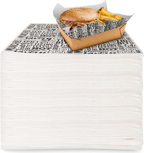 Deli Paper Sheets (1000 Count) 12-Inch Black and White Text Sandwich Wrapping Paper Grease Resistant Perfect for Concession Stand, Carnival, Party, Fast Food, Cheese, Basket Liner and Food Packaging in Saudi Arabia