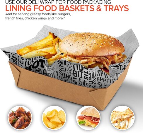 Deli Paper Sheets (1000 Count) 12-Inch Black and White Text Sandwich Wrapping Paper Grease Resistant Perfect for Concession Stand, Carnival, Party, Fast Food, Cheese, Basket Liner and Food Packaging in Saudi Arabia