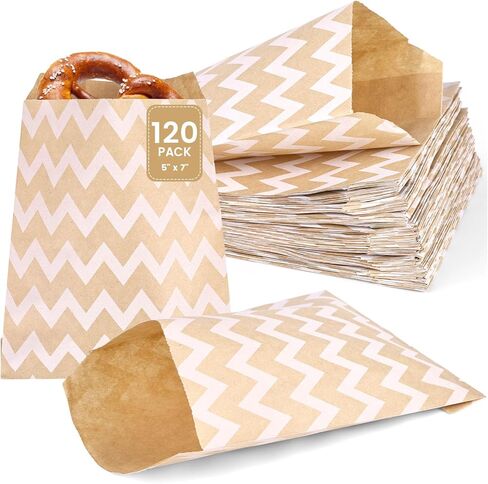 120 قطعة من أكياس الورق المسطحة من جوهاوس، أكياس الوجبات الخفيفة مقاس 12.7 × 17.78 سم، أكياس البسكويت البيضاء، أكياس ورق الكرافت، أكياس الفشار لحفلات بيع الحلوى in Kuwait