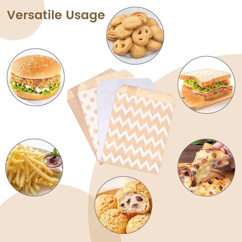 120 قطعة من أكياس الورق المسطحة من جوهاوس، أكياس الوجبات الخفيفة مقاس 12.7 × 17.78 سم، أكياس البسكويت البيضاء، أكياس ورق الكرافت، أكياس الفشار لحفلات بيع الحلوى in Kuwait