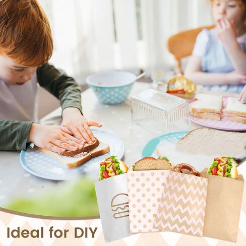 120 قطعة من أكياس الورق المسطحة من جوهاوس، أكياس الوجبات الخفيفة مقاس 12.7 × 17.78 سم، أكياس البسكويت البيضاء، أكياس ورق الكرافت، أكياس الفشار لحفلات بيع الحلوى in Kuwait