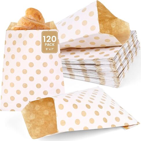 JOHOUSE 120PCS Flat Paper Bags, 5 x 7 Inch Snack Bags White Cookie Bags Kraft Paper Bags Popcorn Bags for Sales Treats Parties in Saudi Arabia