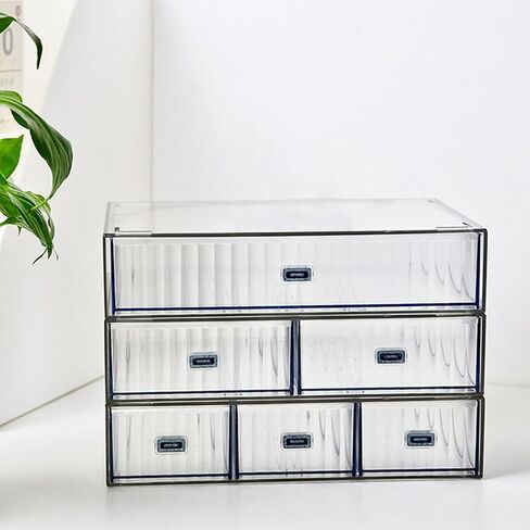 Desk Drawer Organizer, Stackable Office Supplies Desk Organizer, Plastic Plastic Storage Drawer, Desk Grocery Organizer For Stationery/Office Supplies/School/Home (Yellow 6 compartment) in Saudi Arabia