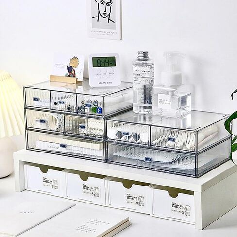Desk Drawer Organizer, Stackable Office Supplies Desk Organizer, Plastic Plastic Storage Drawer, Desk Grocery Organizer For Stationery/Office Supplies/School/Home (Yellow 6 compartment) in Saudi Arabia
