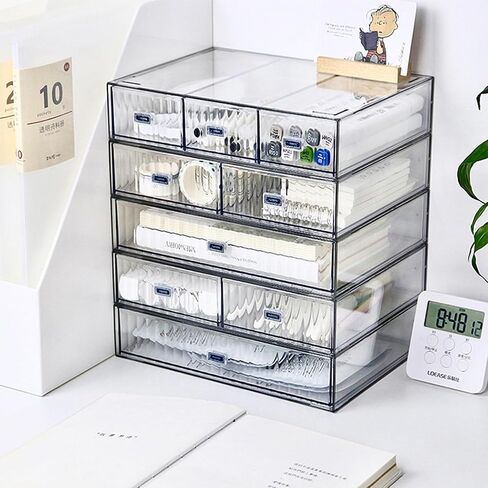 Desk Drawer Organizer, Stackable Office Supplies Desk Organizer, Plastic Plastic Storage Drawer, Desk Grocery Organizer For Stationery/Office Supplies/School/Home (Yellow 6 compartment) in Saudi Arabia