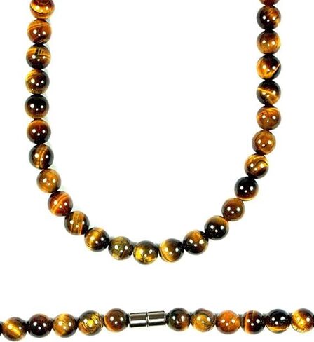Auras by Osiris | Handmade Yellow Tiger Eye Crystal Necklace - Grounding Genuine Gemstone Beaded Mala | Willpower, Protection, Prosperity Choker- Jewelry Gift for Mens, Womens, Girls | 10mm Beads, 22" in Kuwait