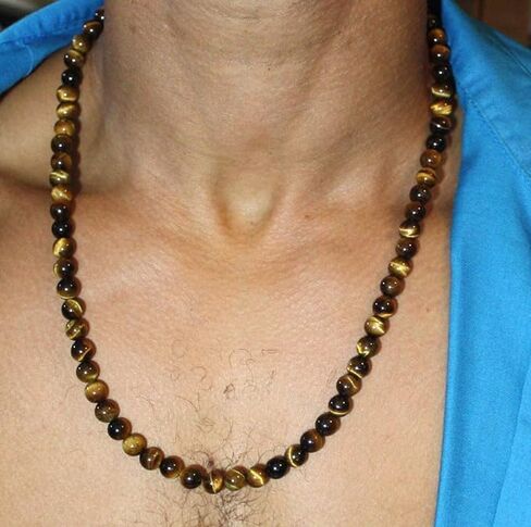 Auras by Osiris | Handmade Yellow Tiger Eye Crystal Necklace - Grounding Genuine Gemstone Beaded Mala | Willpower, Protection, Prosperity Choker- Jewelry Gift for Mens, Womens, Girls | 10mm Beads, 22" in Kuwait