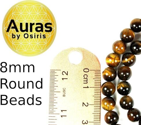 Auras by Osiris | Handmade Yellow Tiger Eye Crystal Necklace - Grounding Genuine Gemstone Beaded Mala | Willpower, Protection, Prosperity Choker- Jewelry Gift for Mens, Womens, Girls | 10mm Beads, 22" in Kuwait