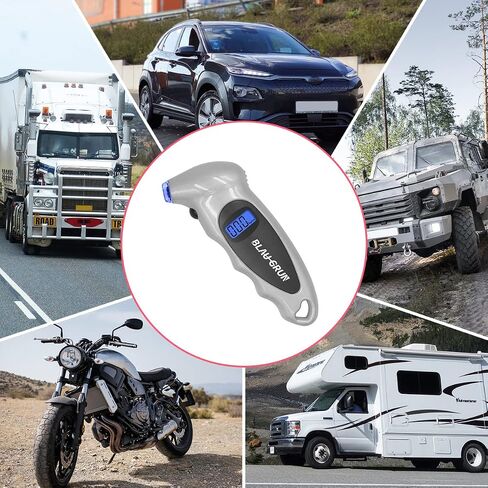 Tire Pressure Gauge for Car, 150 PSI 4 Settings, Portable Digital Tire Gauge for Car, Truck, Motorcycle, Bicycle with Backlit LCD Non-Slip Grip (Blue) in Saudi Arabia