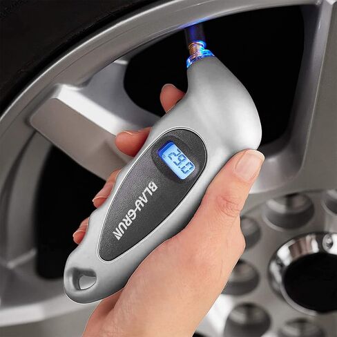 Tire Pressure Gauge for Car, 150 PSI 4 Settings, Portable Digital Tire Gauge for Car, Truck, Motorcycle, Bicycle with Backlit LCD Non-Slip Grip (Blue) in Saudi Arabia