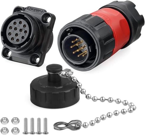 CNLINKO YM-20 Industrial Waterproof Connector IP68 Circular Connector Aviation Connector PBT Plastic Shell M20 2-12 Pin Flange Socket (12 Pin) in Saudi Arabia