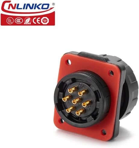 CNLINKO YM-20 Industrial Waterproof Connector IP68 Circular Connector Aviation Connector PBT Plastic Shell M20 2-12 Pin Flange Socket (12 Pin) in Saudi Arabia