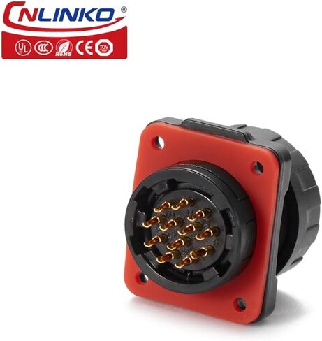 CNLINKO YM-20 Industrial Waterproof Connector IP68 Circular Connector Aviation Connector PBT Plastic Shell M20 2-12 Pin Flange Socket (12 Pin) in Saudi Arabia