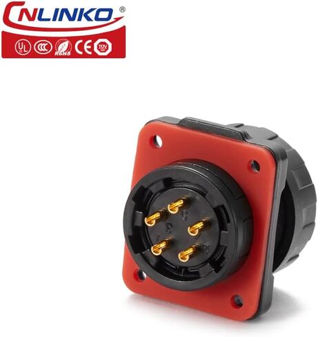 CNLINKO YM-20 Industrial Waterproof Connector IP68 Circular Connector Aviation Connector PBT Plastic Shell M20 2-12 Pin Flange Socket (12 Pin) in Saudi Arabia