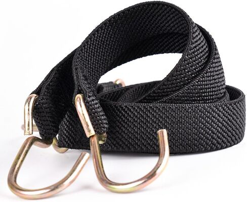 Flat Bungee Cords Elastic Straps with Hooks，Heavy Duty Bungee Cord (18 inch X 2, Black) in Saudi Arabia