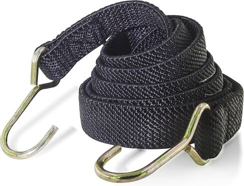 Flat Bungee Cords Elastic Straps with Hooks，Heavy Duty Bungee Cord (18 inch X 2, Black) in Saudi Arabia