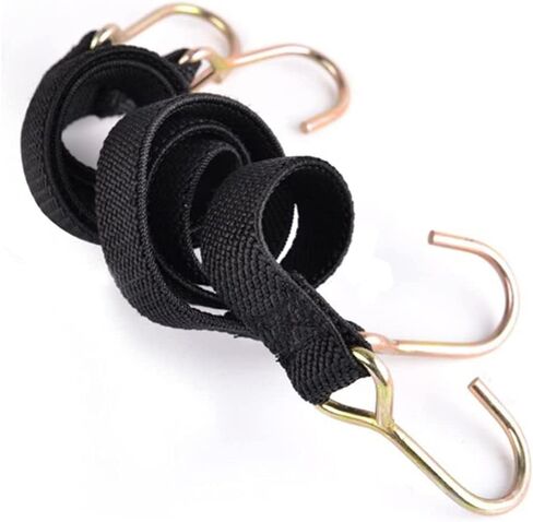 Flat Bungee Cords Elastic Straps with Hooks，Heavy Duty Bungee Cord (18 inch X 2, Black) in Saudi Arabia