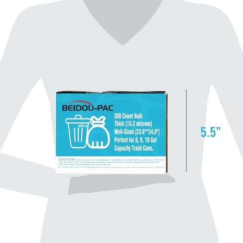 8-10 Gallon Trash Bags Drawstring, 300 Count Bulk, Black & Unscented Multi-purpose Garbage Bags for Business Home Bathroom Kitchen Commercial and Industrial in Saudi Arabia
