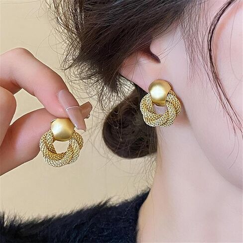 Spiral Earrings for Women Girls Trendy Chunky Vintage Textured Hypoallergenic Lightweight Statement Heaven Mayhem Spray Wings Stud Earrings Jewelry Gift in Saudi Arabia