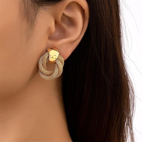 Spiral Earrings for Women Girls Trendy Chunky Vintage Textured Hypoallergenic Lightweight Statement Heaven Mayhem Spray Wings Stud Earrings Jewelry Gift in Saudi Arabia