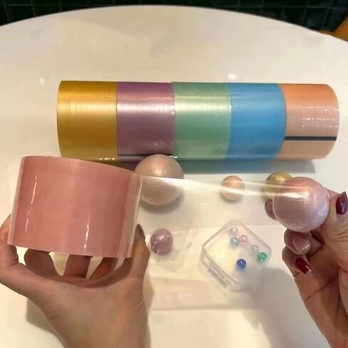 6 Pcs Funny Sticky Ball Tapes Candy Color Decompression Tape Sticky Ball Rolling Tape Adhesive Tapes for Adult DIY Ball Tapes,3.6CM in Saudi Arabia