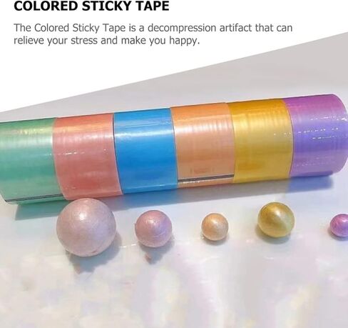 6 Pcs Funny Sticky Ball Tapes Candy Color Decompression Tape Sticky Ball Rolling Tape Adhesive Tapes for Adult DIY Ball Tapes,3.6CM in Saudi Arabia