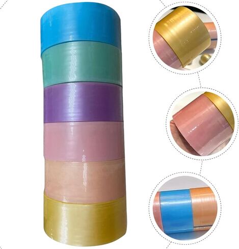 6 Pcs Funny Sticky Ball Tapes Candy Color Decompression Tape Sticky Ball Rolling Tape Adhesive Tapes for Adult DIY Ball Tapes,3.6CM in Saudi Arabia