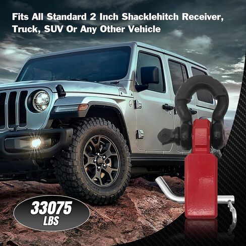 جهاز استقبال وصلة القيد يناسب 2 بوصة، كتلة استقبال وصلة وصل بقوة كسر 33.075 رطل مع دبوس لولبي 5/8 بوصة، وأغلال حلقية على شكل حرف D 3/4 بوصة لقطر الشاحنة (أسود وأسود) in Kuwait