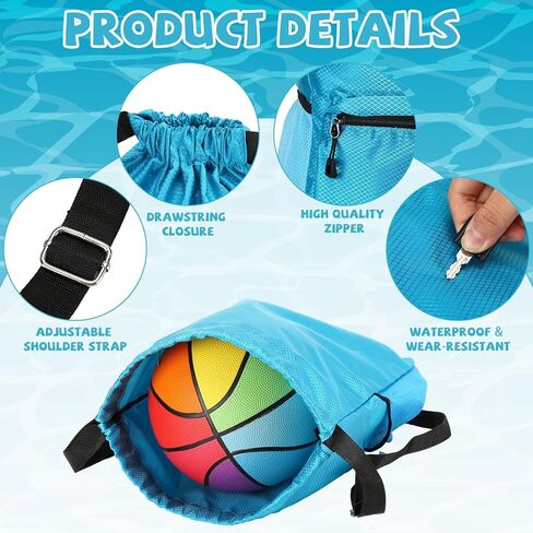 5 قطع من حقائب الصالة الرياضية المقاومة للماء، حقائب برباط للسباحة للرجال والنساء والمراهقين، حقيبة ظهر بسلسلة للرياضات الخارجية والشاطئ وحمام السباحة وصالة الألعاب الرياضية، مع جيب مبلل وجيب شبكي جانبي in Kuwait