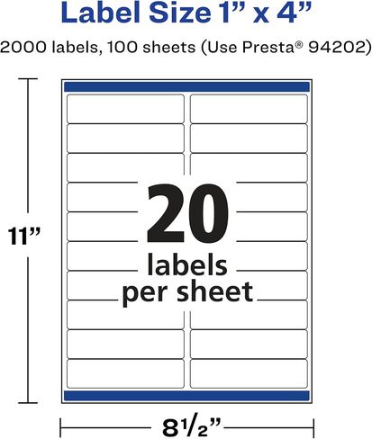 Avery Glossy Clear Rectangle Labels with Sure Feed, 1" x 4", 200 Glossy Clear Labels, Laser/Inkjet Printable Labels in Saudi Arabia