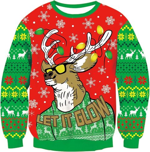 Ugly Christmas Sweatshirts Men Long Sleeve Women Xmas Sweater Pullover in Saudi Arabia