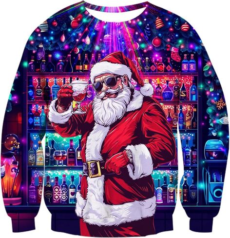 Ugly Christmas Sweatshirts Men Long Sleeve Women Xmas Sweater Pullover in Kuwait