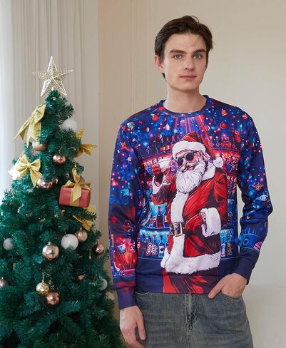 Ugly Christmas Sweatshirts Men Long Sleeve Women Xmas Sweater Pullover in Kuwait