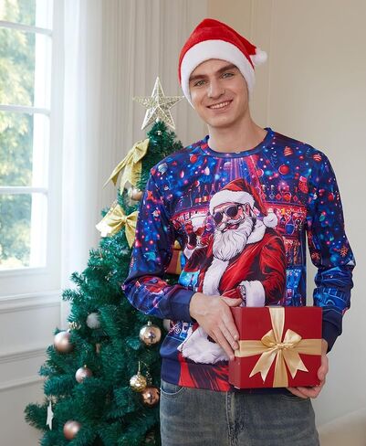 Ugly Christmas Sweatshirts Men Long Sleeve Women Xmas Sweater Pullover in Kuwait